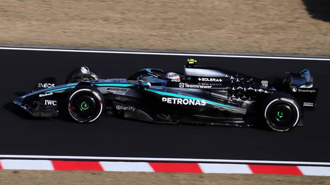 Andrea Kimi Antonelli at Mercedes during 2025 Japan GP free practice